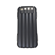 Batería portátil Kominic de 20000 mAh con puertos USB para cargar dispositivos electrónicos, en color negro.