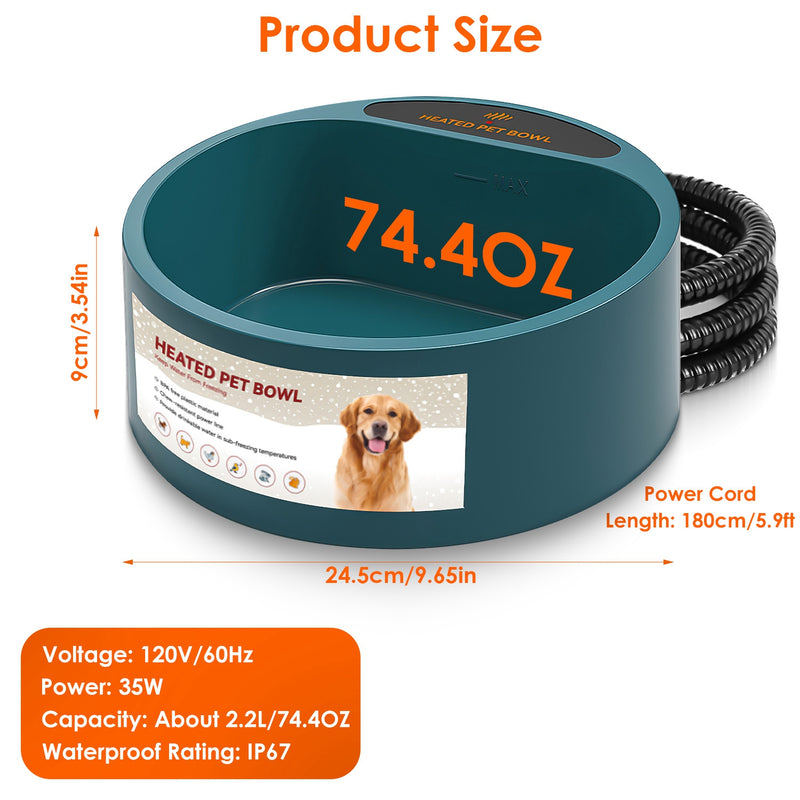 Portable Heated Water Bowl – Heated Bowl for Dogs and Cats 2.2L