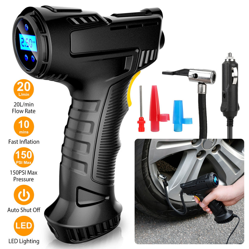Electric Air Compressor – 12V 150PSI Digital Inflator with LED Light