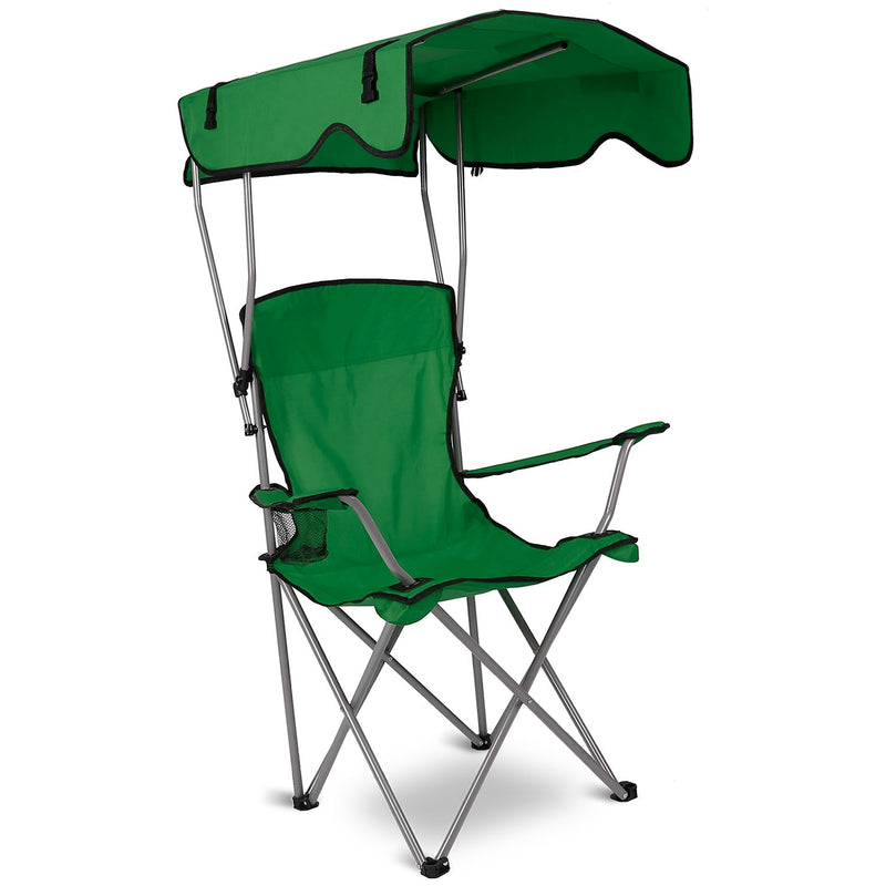 Folding Outdoor Chair with Canopy and Cup Holders
