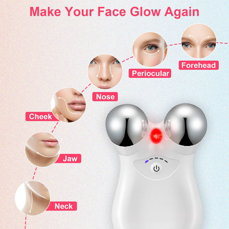 1Pc Microcurrent Face Massager Rechargeable Face and Neck Roller Intelligent Facial Massager with 5 Modes for Skin Tightening, Lifting, and Wrinkle Reduction
