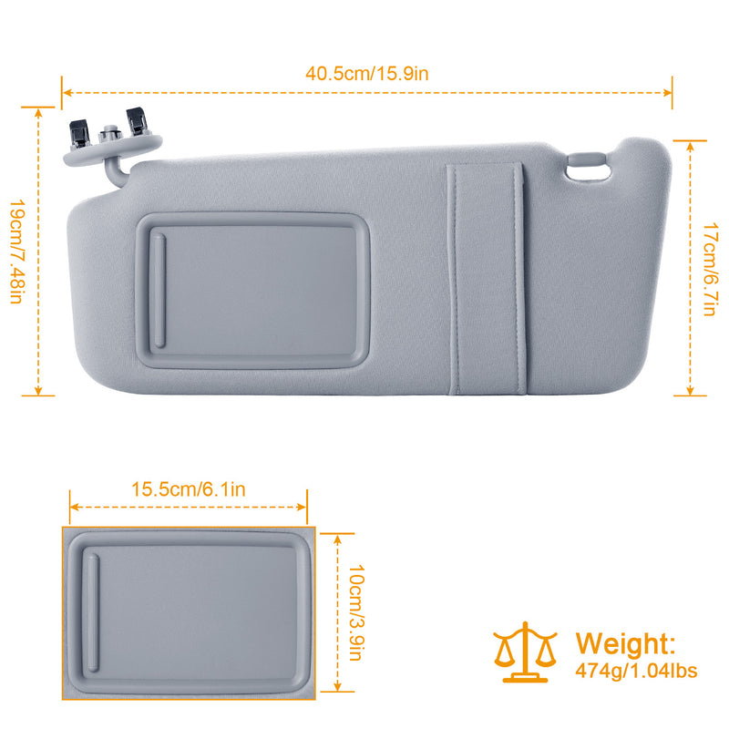 Left Sun Visor for Toyota Camry 2007-2011 – With Vanity Mirror