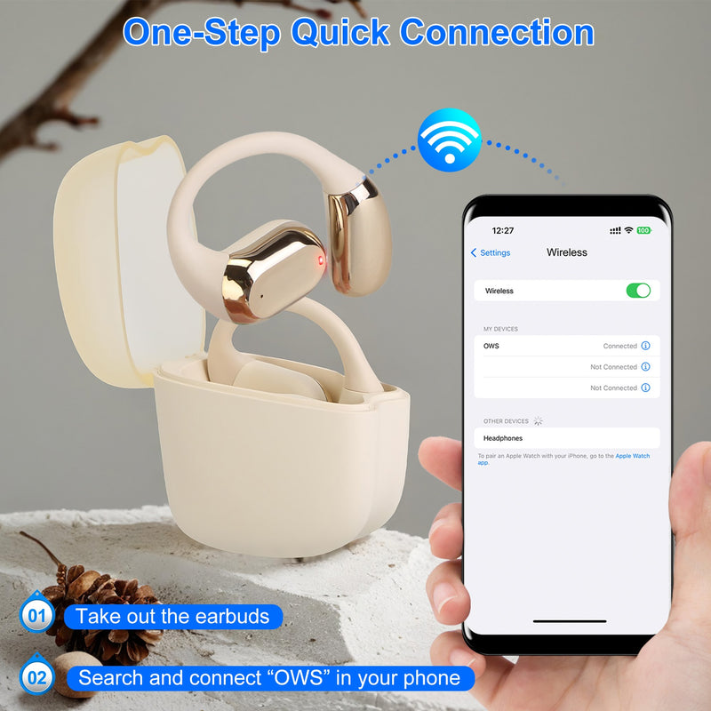 Open Ear Wireless Headphones with Charging Case and LED Display