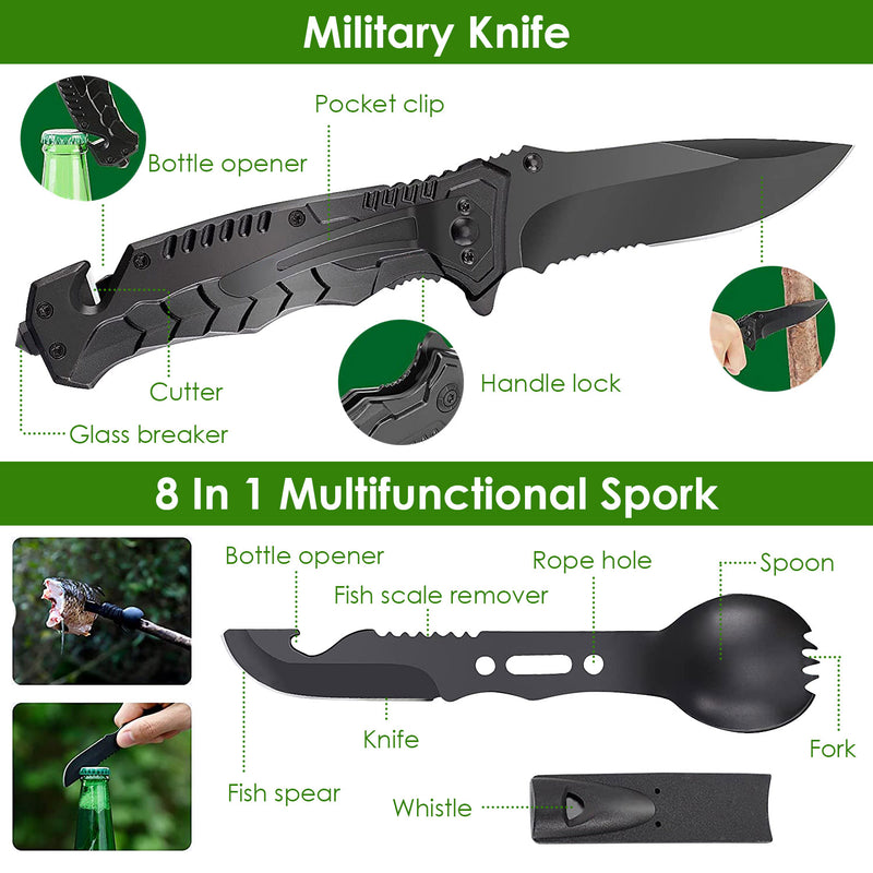 Portable Survival Kit – 47 Pieces for Hiking, Hunting, Camping, and Disasters