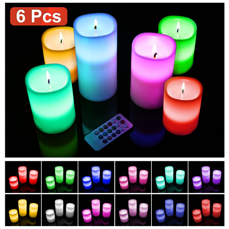 6-Piece Flameless Votive Candles, Wireless Battery-Operated LED Flickering Candles with Remote Control Timer