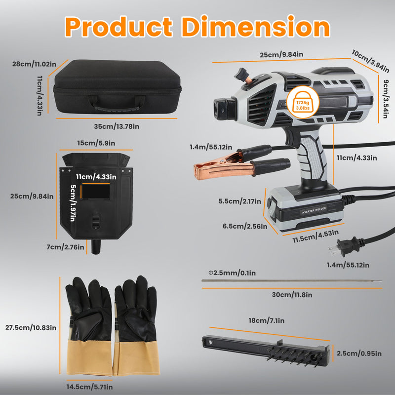 Portable Welding Machine 4600W – 5 Adjustable Levels with Complete Kit