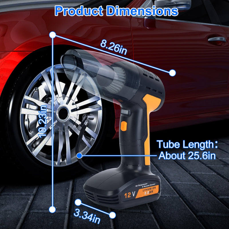 4-in-1 Cordless Car Vacuum Cleaner – With Tire Inflator and Digital Display