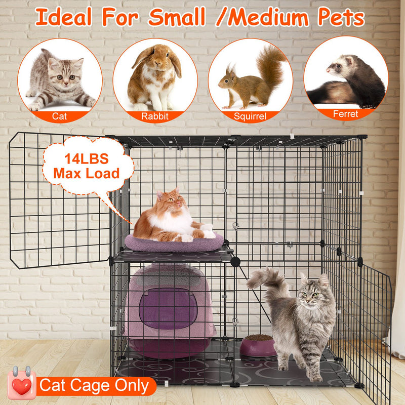 2-Tier Cat Cage – Metal Playpen with Ladder