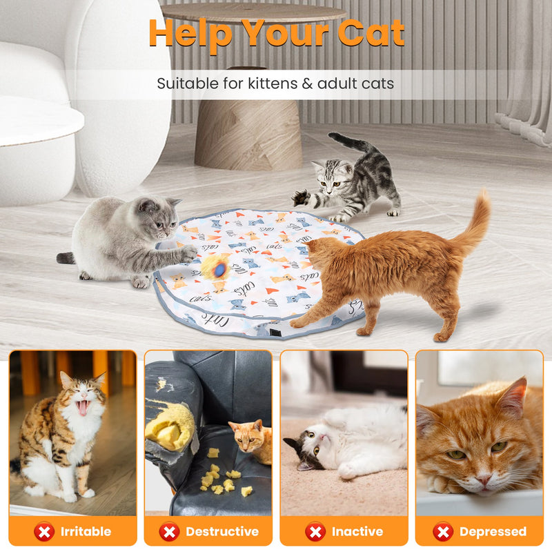 Interactive Cat Toy – Smart Ball with Random Movement, 2 Modes, and Fabric Bag