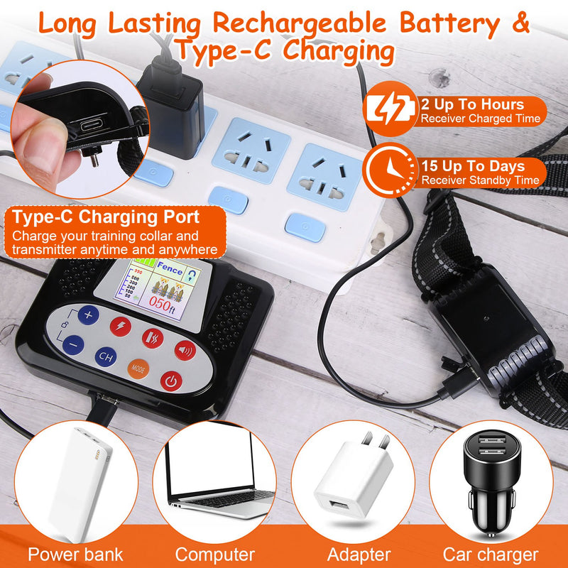 Wireless Dog Fence and Training Collar – 3 Modes, 9 Levels, Rechargeable and Waterproof