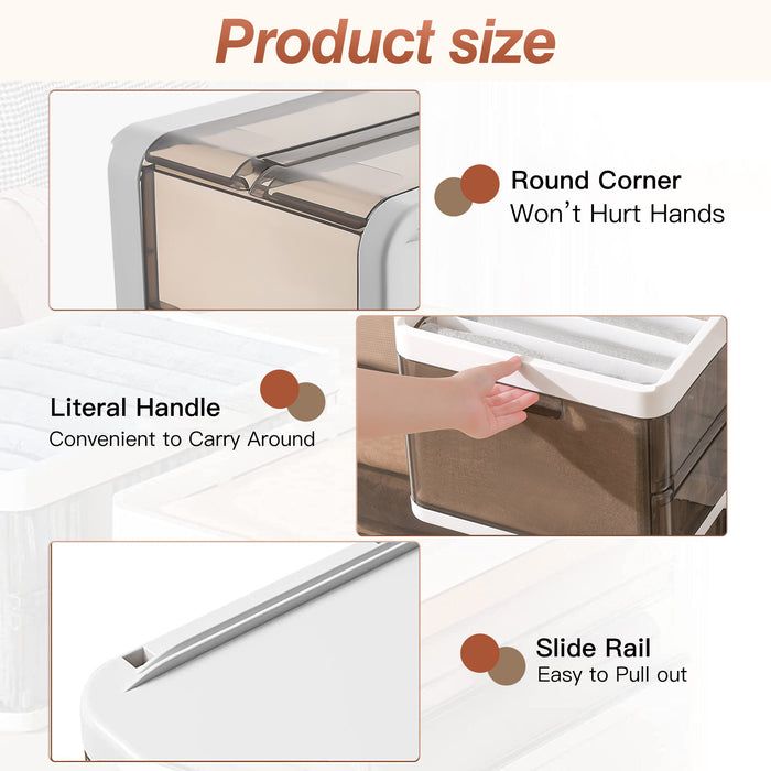 Set of 3 Foldable Storage Boxes – Stackable with Clear Lids and Dividers