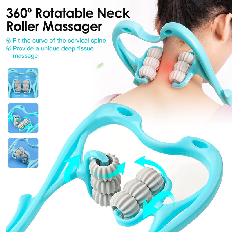 Multifunctional Massager Roller – For Neck, Thighs, and Feet, 360 Rotation