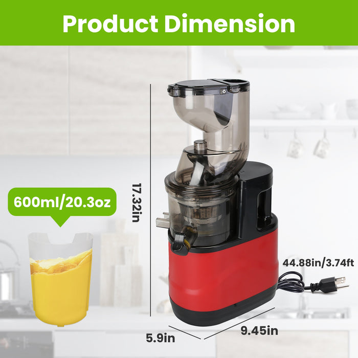 Slow Juicer - 300W with Clear Markings Display and Easy Cleaning