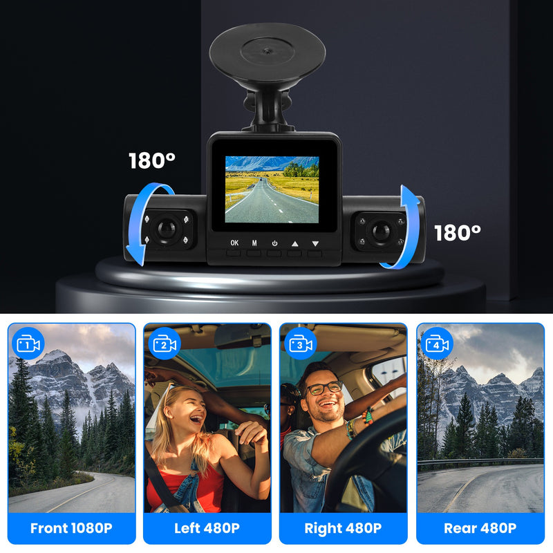 4 Channel Dash Cam – 1080P Front, Night Vision, and 32GB Card