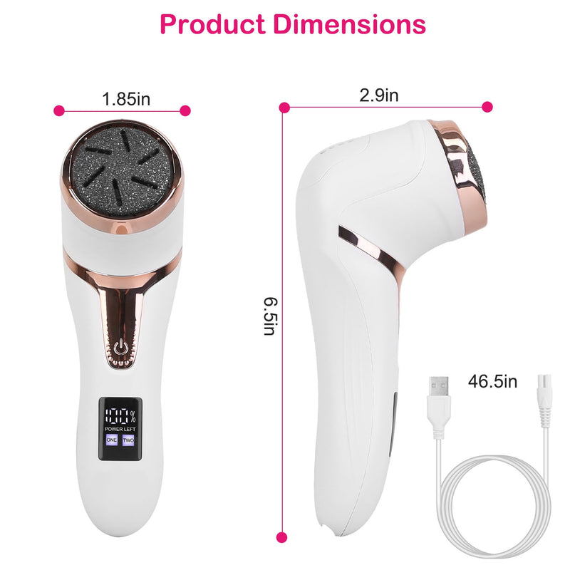 Electric Foot File - Pedicure with Vacuum and 3 Replacement Heads