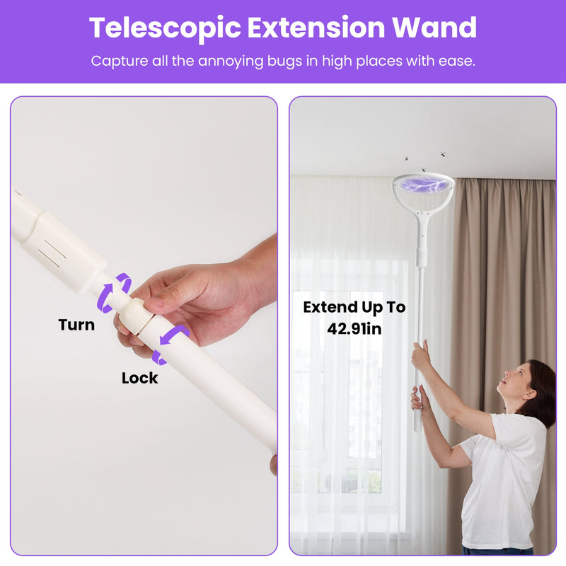 3-in-1 Electric Mosquito Swatter – 3200V with Telescopic Rod