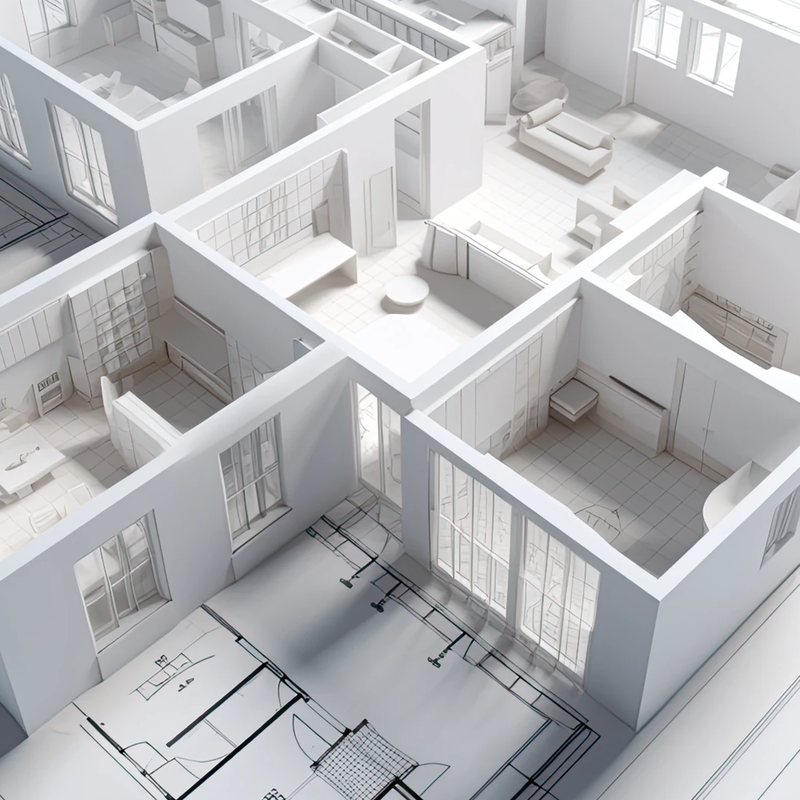 Imagen de servicios de moderación 2D y 3D ofrecidos por KOMINIC.COM, con un ejemplo de renderizado en 3D.