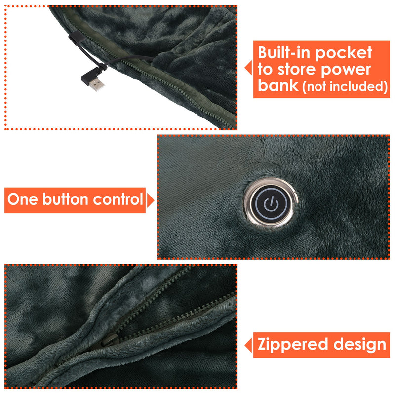 Heated USB Blanket – Flannel Thermal Shawl with 3 Temperature Levels