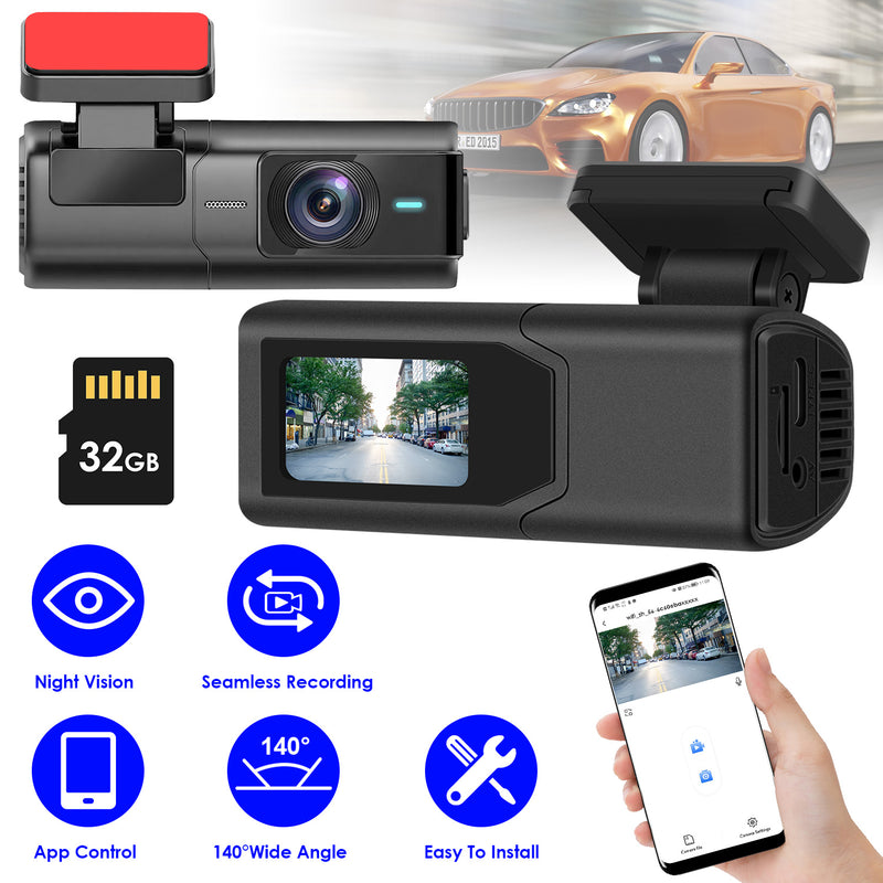 Front Car Camera – 2K HD with IPS Screen, Loop Recording, and 32GB Card