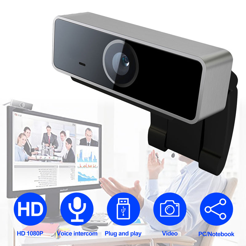 Full HD 1080P USB Webcam – With Stereo Microphone, Autofocus, and Plug & Play