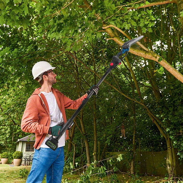 2-in-1 Cordless Chainsaw – Handheld and Pole with 2 Batteries