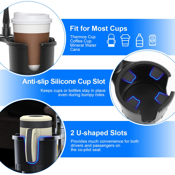 2-in-1 Automotive Support – Cup Holder and 360° Rotating Phone Mount