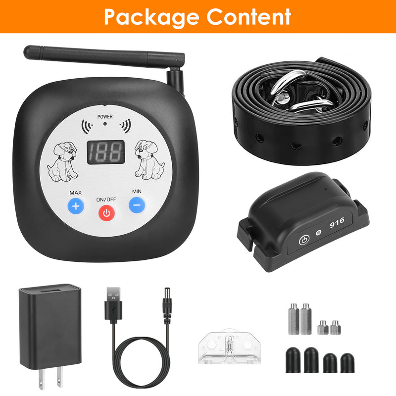 GPS Dog Fence System - Rechargeable Wireless Collar with Alert and Vibration