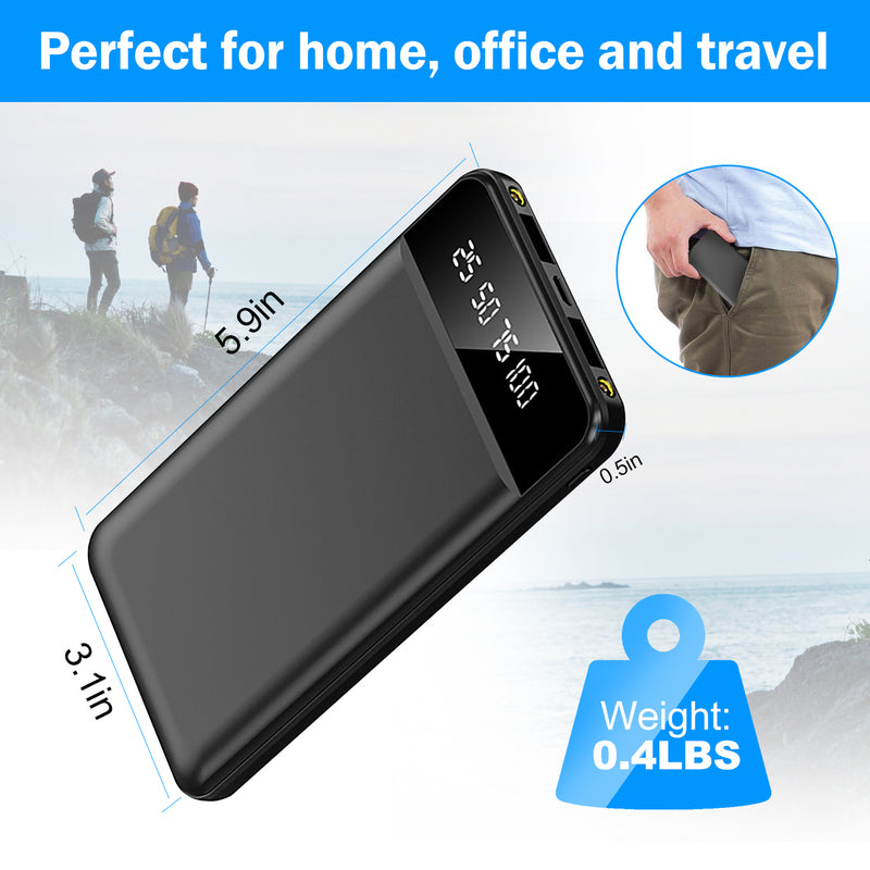 10000mAh Power Bank – Ultra-thin with 2 USB Ports and LED Flashlight