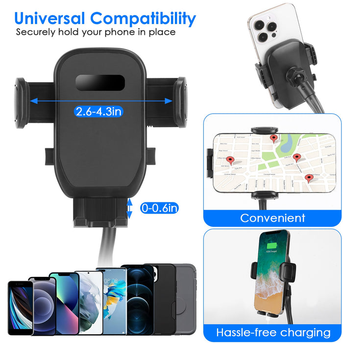 2-in-1 Automotive Support – Cup Holder and 360° Rotating Phone Mount