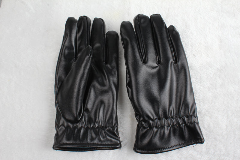 Black Leather Thermal Gloves – Windproof and Comfortable for Outdoors