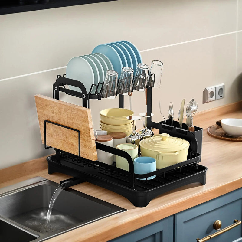 Dish and Utensil Organizer for Kitchen – Compact Rust-Proof Drainer