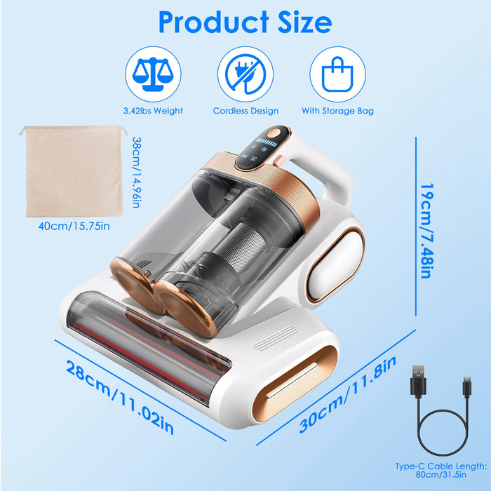 Anti-Allergy Vacuum Cleaner – For Mattresses, Pillows and Cribs with UVC Light and Ultrasound
