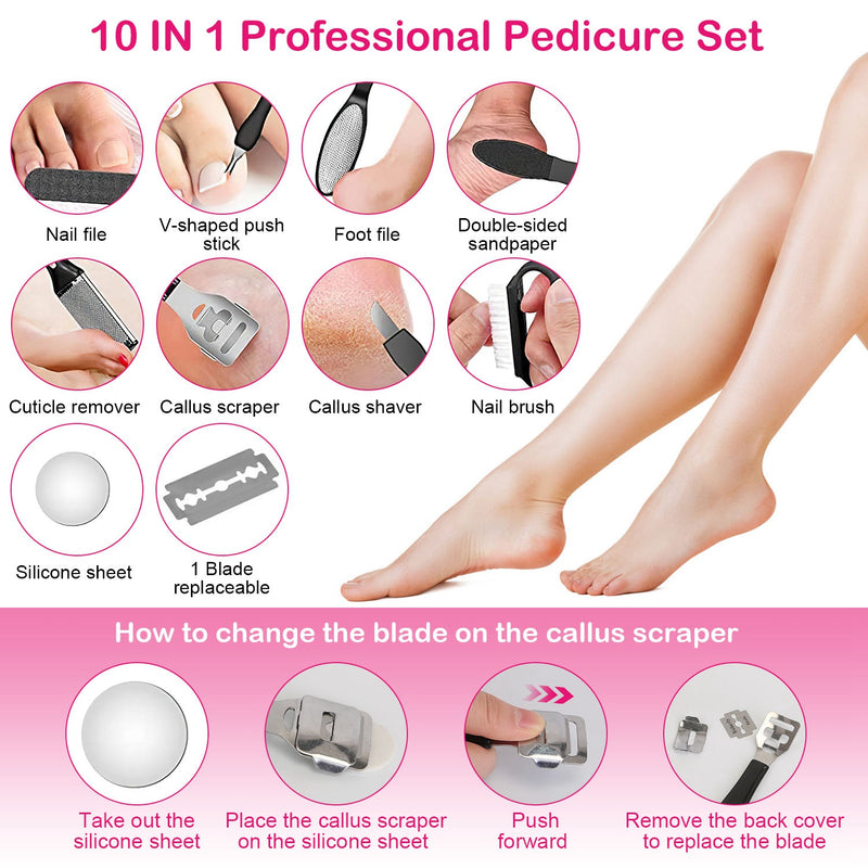 Electric Foot File - Pedicure with Vacuum and 3 Replacement Heads
