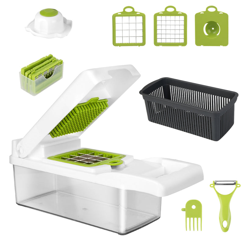 12-in-1 Multifunctional Vegetable Chopper – With Container and Hand Guard