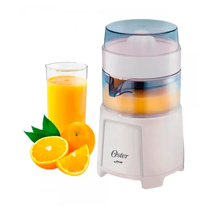 Exprimidor de cítricos Oster de 500ml y 75W, con cuerpo transparente y rejilla para jugo, ideal para preparar zumos en el hogar