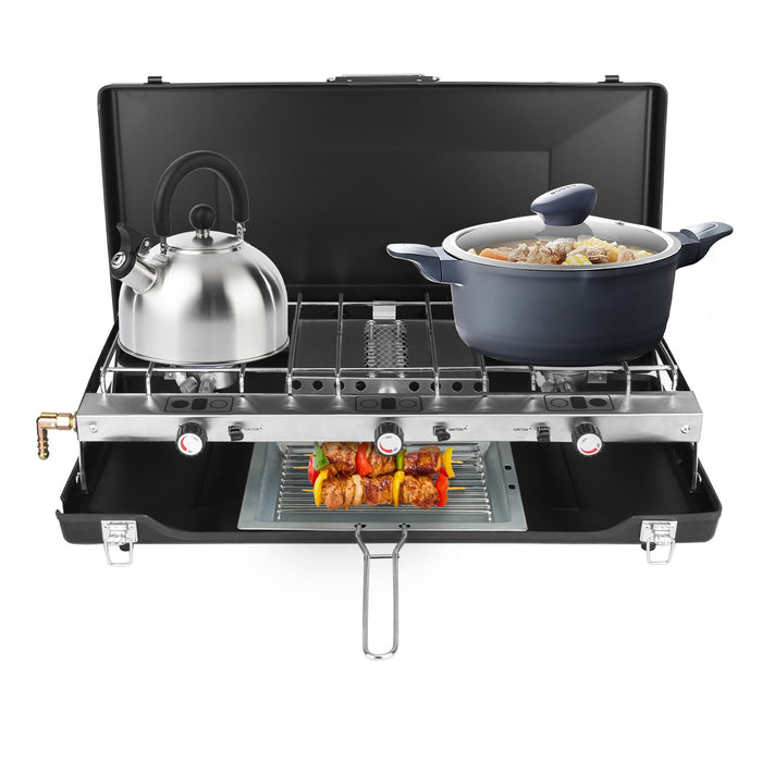 Portable Camping Stove 3 Burners – 20500 BTU Foldable