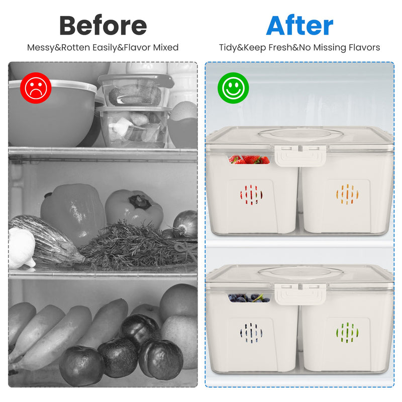 Set of 2 Food Containers with Strainers – 8 Baskets, Airtight Lid, and Large Capacity