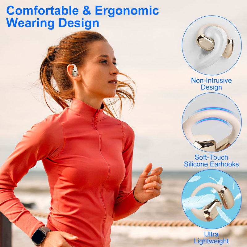 Open Ear Wireless Headphones with Charging Case and LED Display