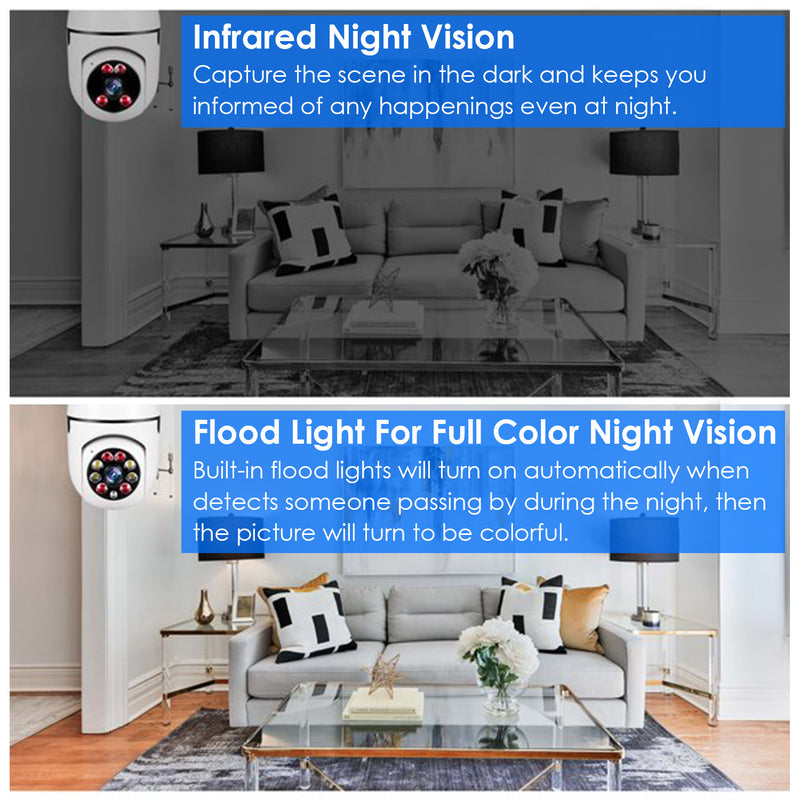 Light Bulb Security Camera - Full HD 1080P with Night Vision and Microphone
