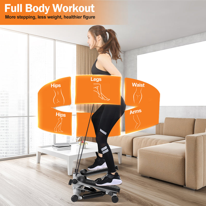 Compact Fitness Stepper – Step Machine with Bands and LCD Display
