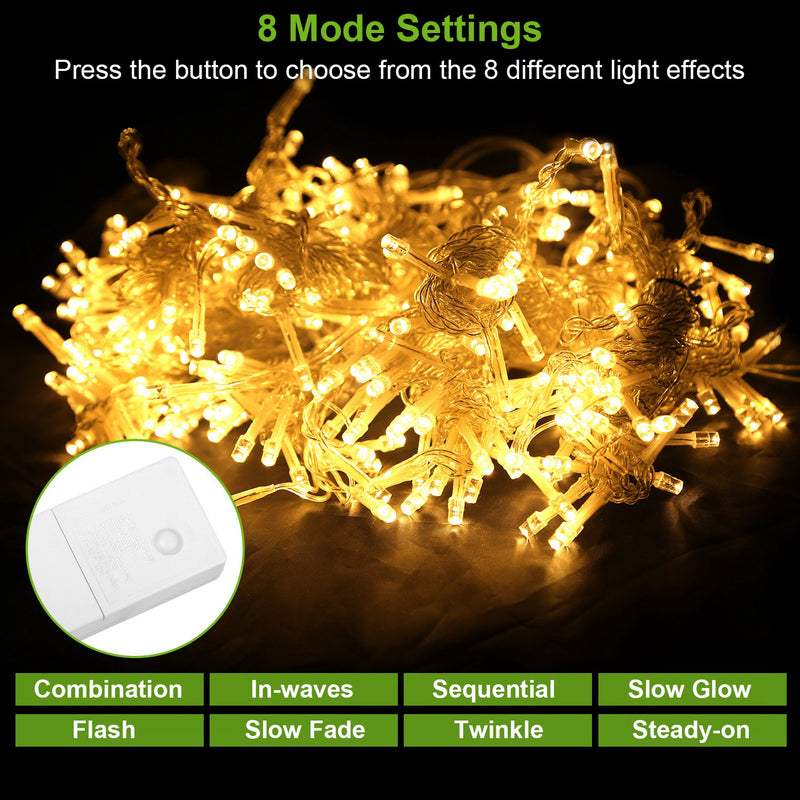 LED Curtain Lights – 3M IP44 Waterproof with 8 Lighting Effects