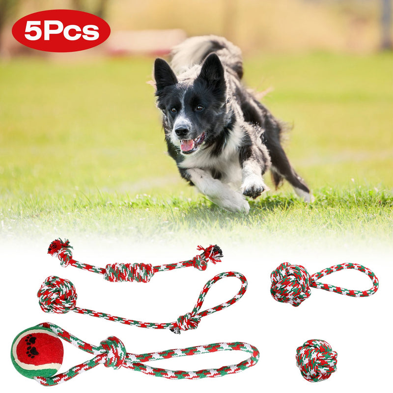 Christmas Puppy Chew Toys - 5 Pieces
