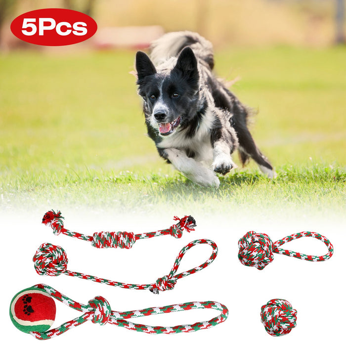 Christmas Puppy Chew Toys - 5 Pieces