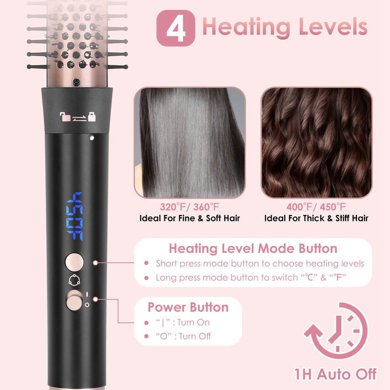 Anti-tangle Thermal Brush – 5-in-1 Curling Iron with 360° Swivel Cord