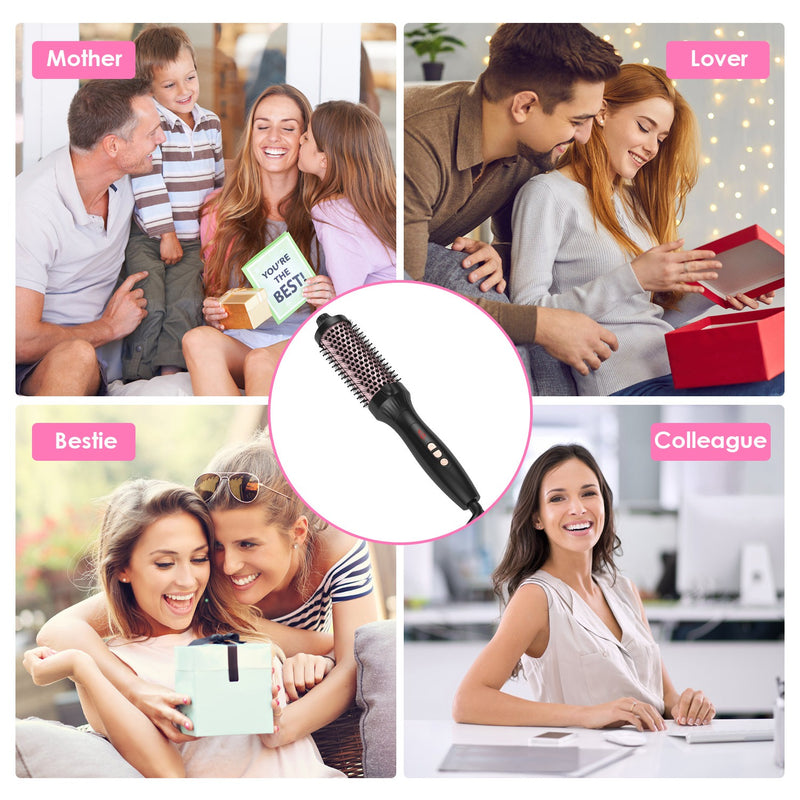 3-in-1 Thermal Brush - Straightener, Curler, and Comb with 10 Temperature Settings
