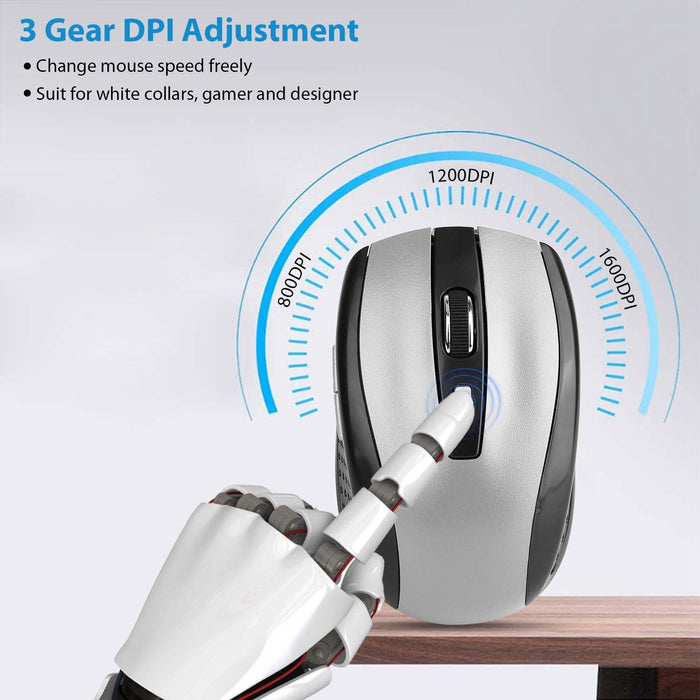 Wireless Optical Mouse - 6 Programmable Buttons for Computer and MacBook