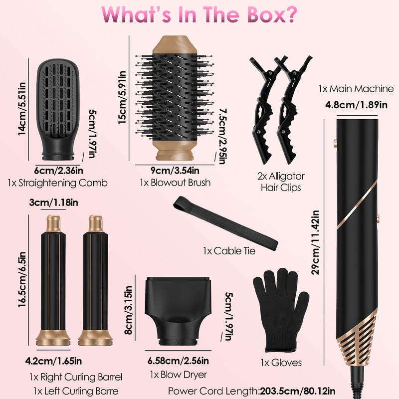 Hot Air Brush – 5-in-1 Kit for Straightening, Curling, and Drying Hair
