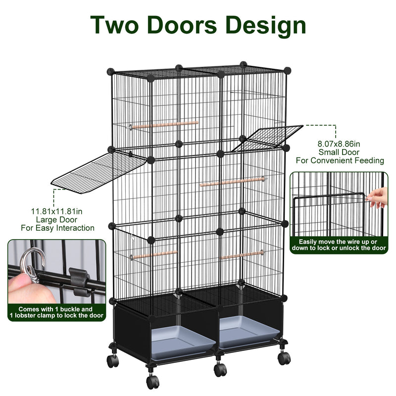 Large Bird Cage – With Wheels, Perches, and Accessories