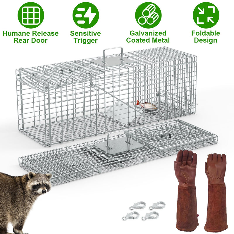 Galvanized Bamboo Humane Trap Cage – Extendable and Foldable