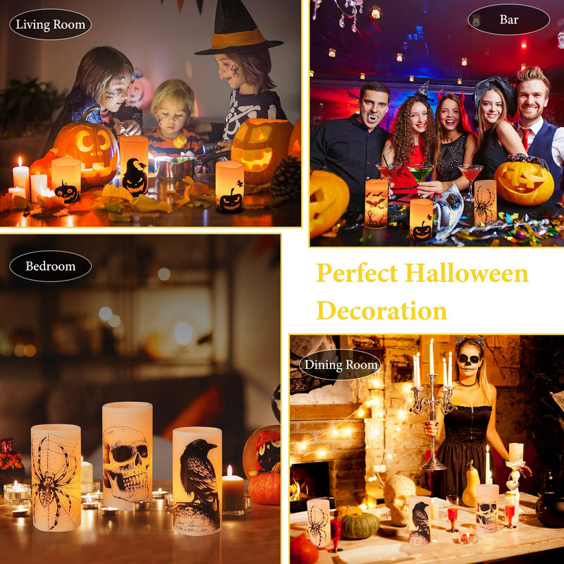 Halloween Decorative Candles – Flameless LED with Automatic Timer (3 Pieces)